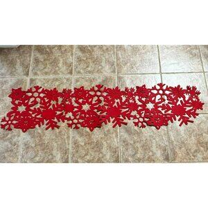 Red Felt Christmas Snowflake Table Runner 56" x 13"